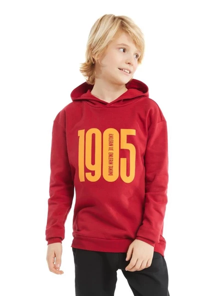 Galatasaray Orijinal 1905 Baskılı Kapüşonlu Kırmızı Çocuk Sweat  C232156 - 2