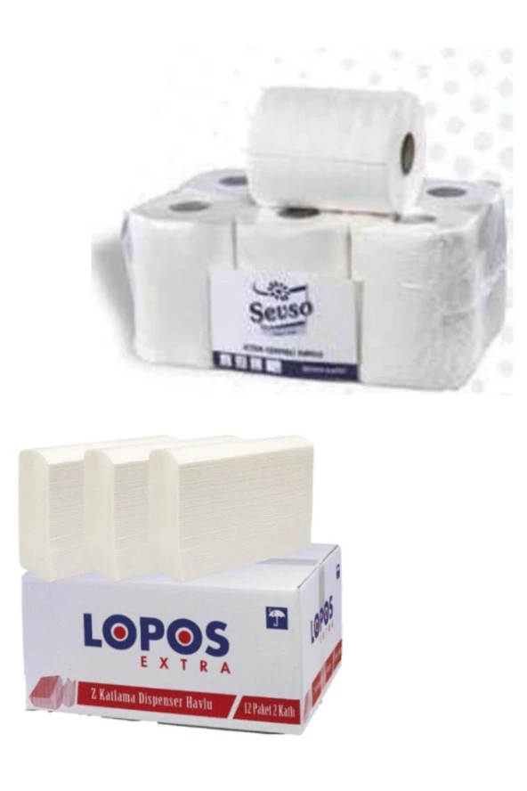 Içten Çekmeli Kağıt Havlu 6 Rulo Ve Z Katlama Dispenser Havlu 12 Li Set ürün görseli