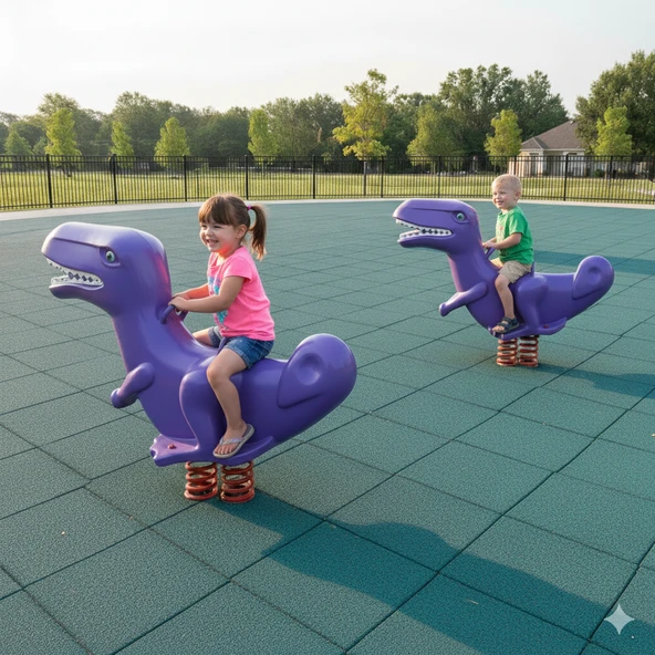 Çocuk Oyun Elemanı, Yaylı Oyuncak, Dinazor Zıpzıp - Resim 2