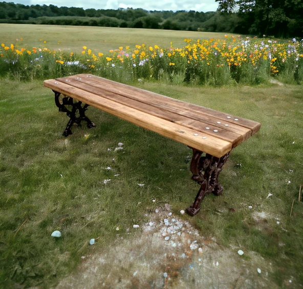 Motifli Döküm Oturma Bankı Arkalıksız 145cm - 2