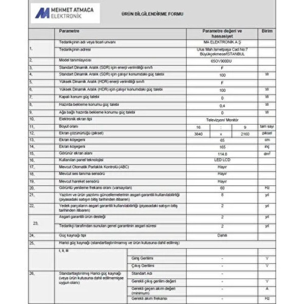 Onvo 65OV9000U 65'' 164 Ekran Uydu Alıcılı 4K Ultra HD Google Smart LED TV - 4