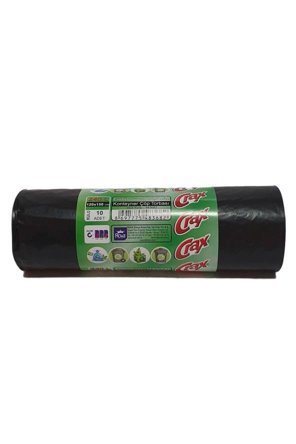 240'lik Konteyner Hantal Boy Çöp Torbası Siyah 10'lu (20 RULO) ürün görseli 1