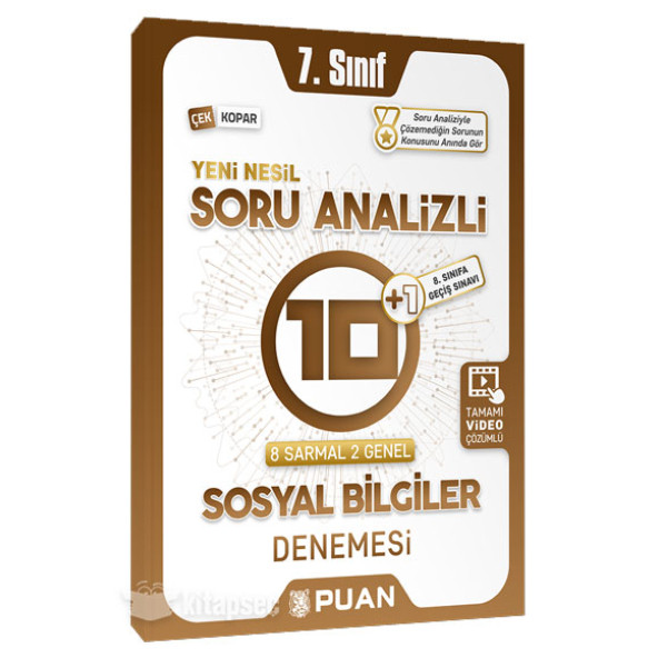 7. Sınıf Sosyal Bilgiler Soru Analizli 10+1 Deneme Puan Yayınları