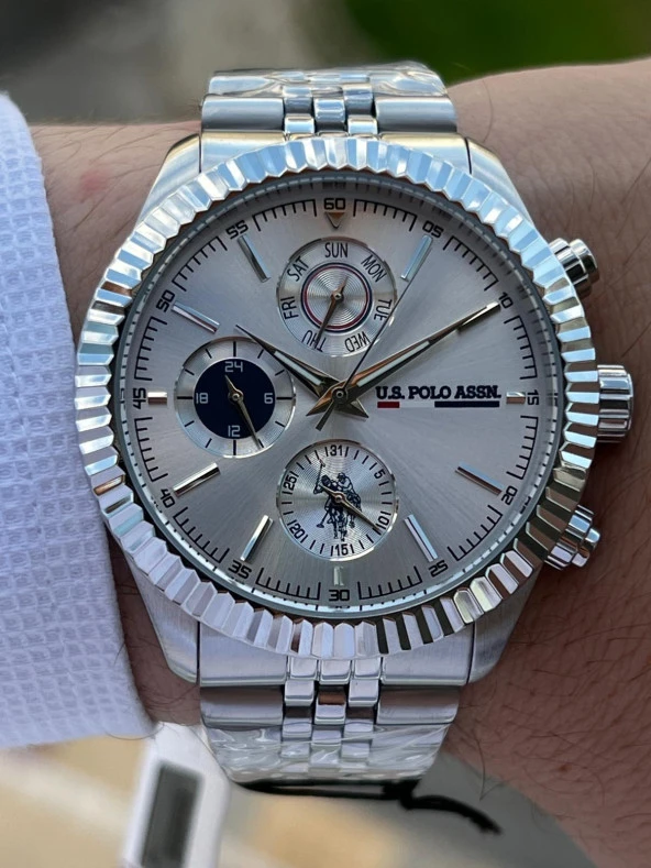 U.S.POLO ASSN Çelik Kordon İç Fonksiyonları Aktif 5 Atm Suya Dayanıklı Erkek Kol Saati USPA.1054.B01 - Resim 2