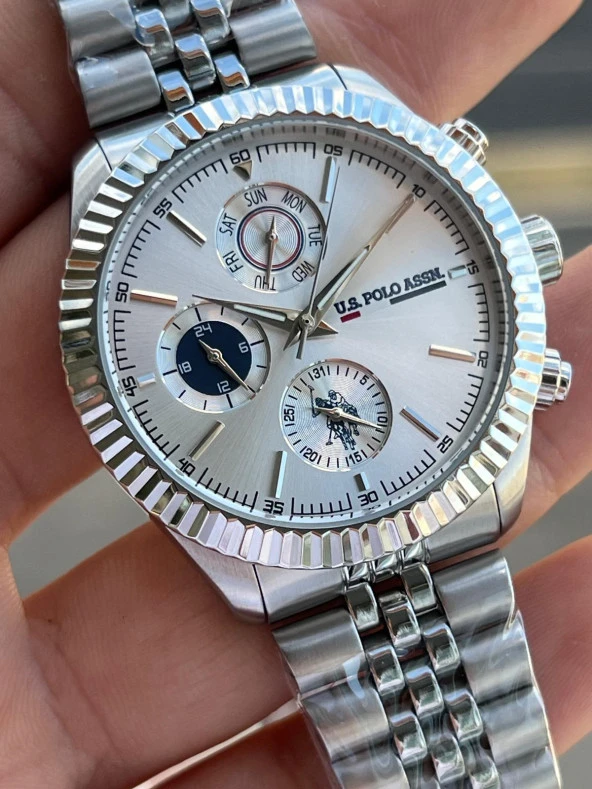 U.S.POLO ASSN Çelik Kordon İç Fonksiyonları Aktif 5 Atm Suya Dayanıklı Erkek Kol Saati USPA.1054.B01 - Resim 4