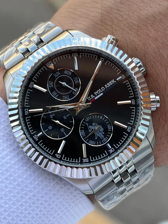U.S.POLO ASSN Çelik Kordon İç Fonksiyonları Aktif 5 Atm Suya Dayanıklı Erkek Kol Saati USPA.1054.B04