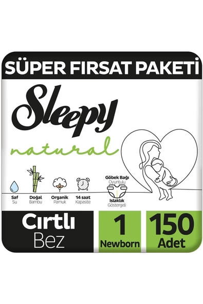 Sleepy Natural 1 Numara Yenidoğan 150'Li Bebek Bezi