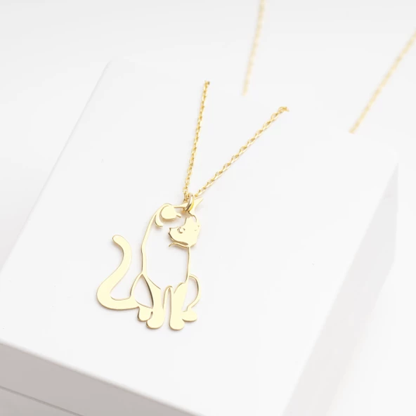 925 Ayar Gümüş Mırmır Kedi Kolye Özel Tasarım - Resim 3