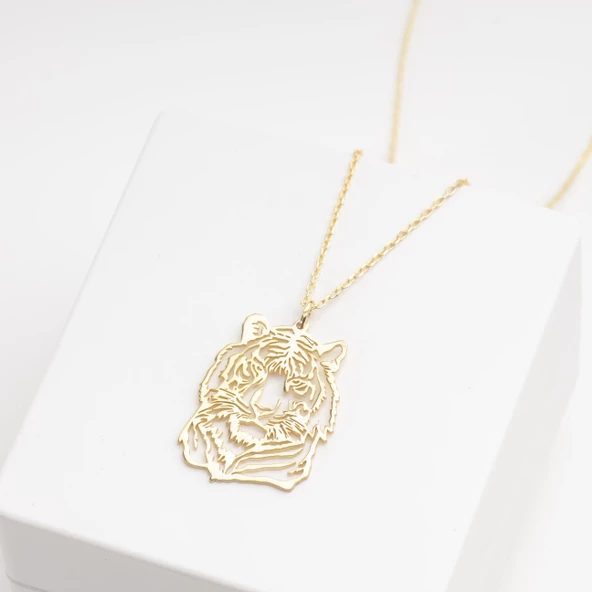 925 Ayar Gümüş Kaplan Figürlü Kolye Özel Tasarım - Resim 2