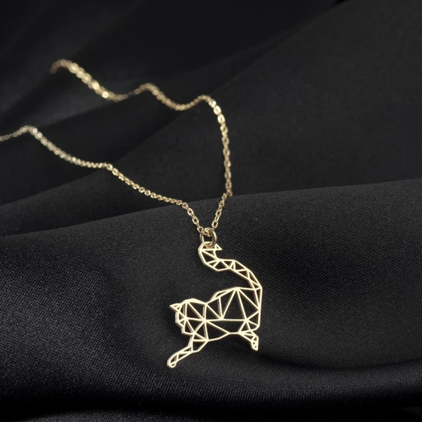 925 Ayar Gümüş Kedi Kolye Özel Tasarım - Resim 2