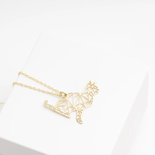 925 Ayar Gümüş Uslu Kedi Kolye Özel Tasarım - Resim 3