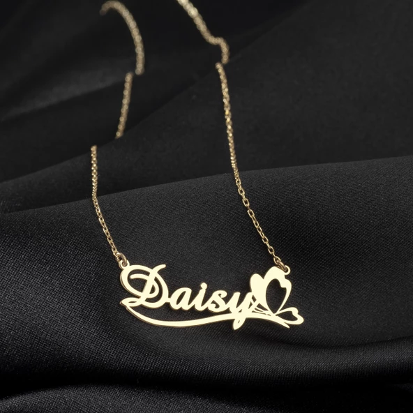 925 Ayar Gümüş Kelebekli İsim Kolye Özel Tasarım ürün görseli 1