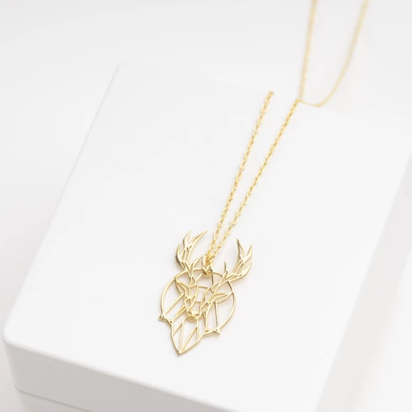 925 Ayar Gümüş Geyik Kolye Özel Tasarım - Resim 3