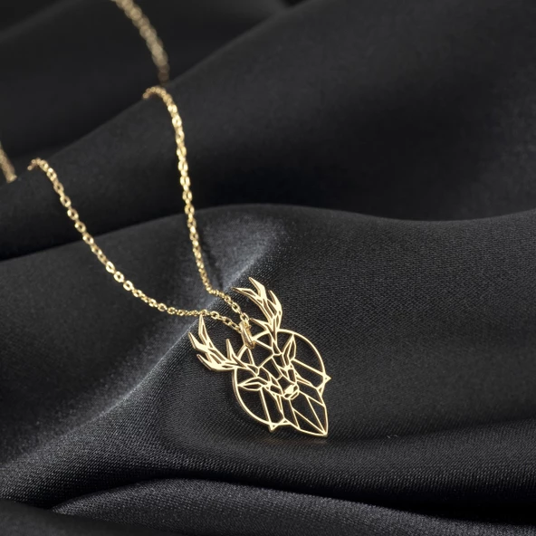 925 Ayar Gümüş Geyik Kolye Özel Tasarım - Resim 2