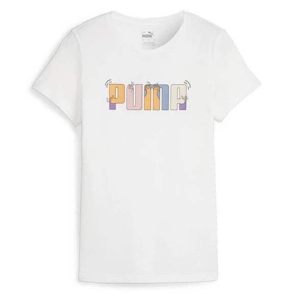 Puma ESS+ Graphic Tee Beyaz Kadın Tişört - 679916 02 - 2