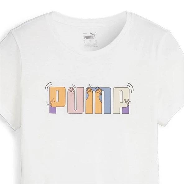 Puma ESS+ Graphic Tee Beyaz Kadın Tişört - 679916 02 - 4