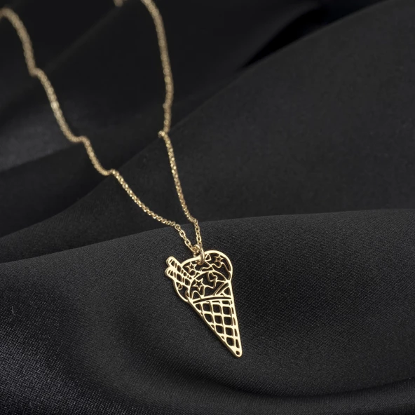 925 Ayar Gümüş Dondurma Figürlü Kolye Özel Tasarım - Resim 2