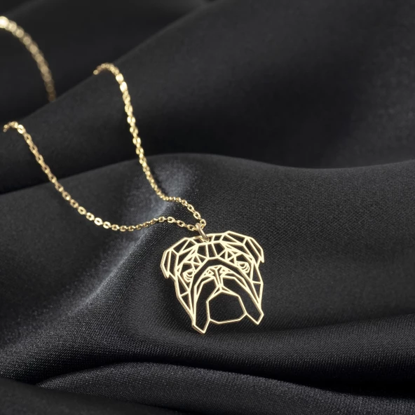 925 Ayar Gümüş  Bulldog Köpek Kolye Özel Tasarım - Resim 2