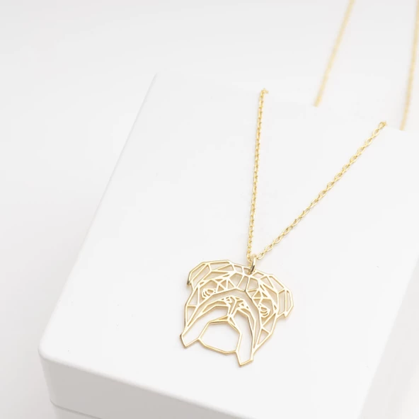 925 Ayar Gümüş  Bulldog Köpek Kolye Özel Tasarım - Resim 3