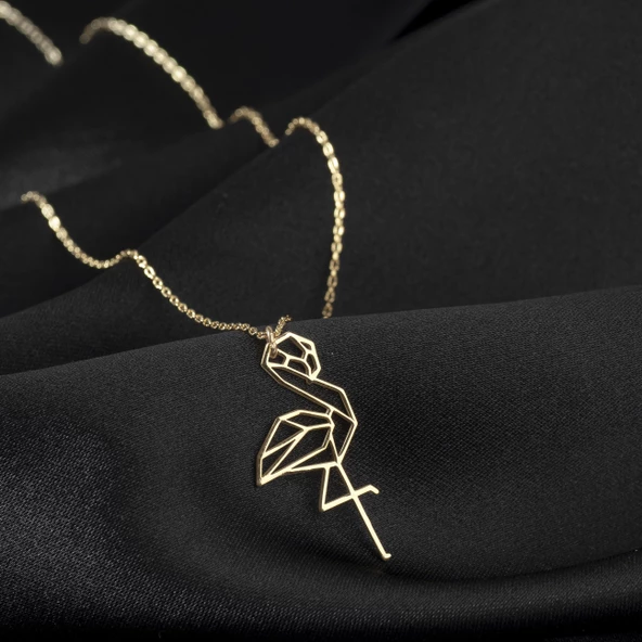 925 Ayar Gümüş Flamingo Kolye Özel Tasarım - Resim 2