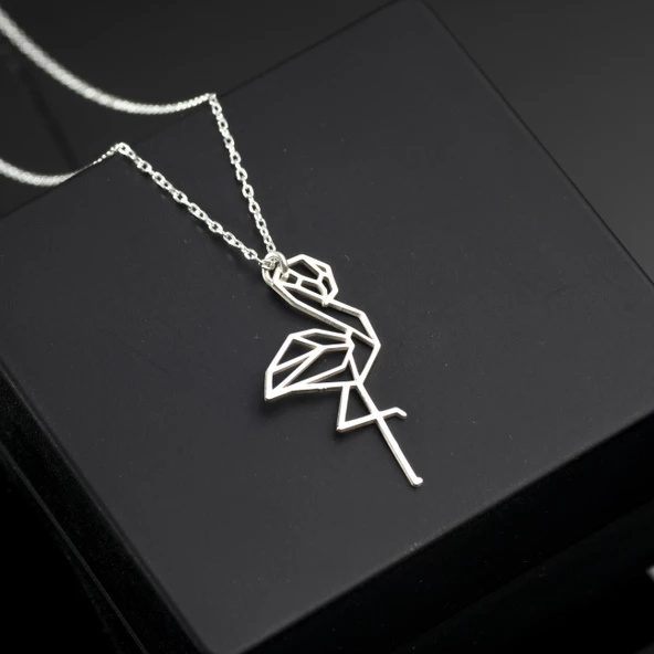 925 Ayar Gümüş Flamingo Kolye Özel Tasarım ürün görseli 1