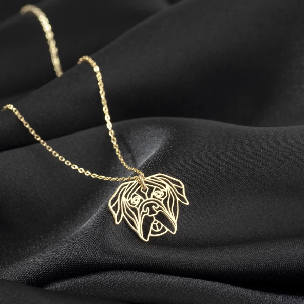 925 Ayar Gümüş  Yaşlı Bullodog Köpek Kolye Özel Tasarım ürün görseli 1
