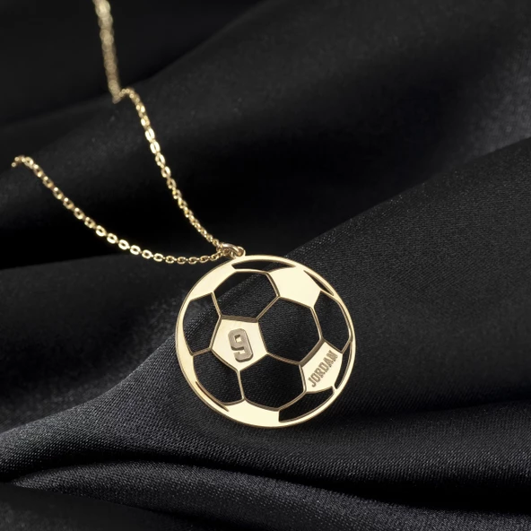 925 Ayar Gümüş Futbol Toplu İsim Kolye Özel Tasarım ürün görseli 1