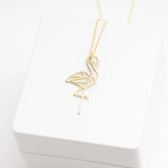 925 Ayar Gümüş Flamingo Kolye Özel Tasarım - Resim 3