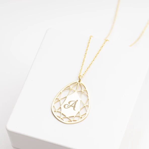 925 Ayar Gümüş Damla Harf Kolye Özel Tasarım - Resim 3