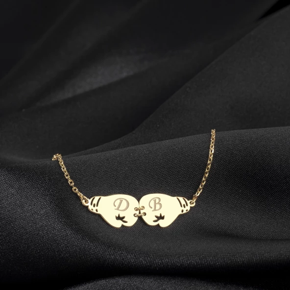 925 Ayar Gümüş Boks Eldiveni Harf Kolye Özel Tasarım - Resim 2