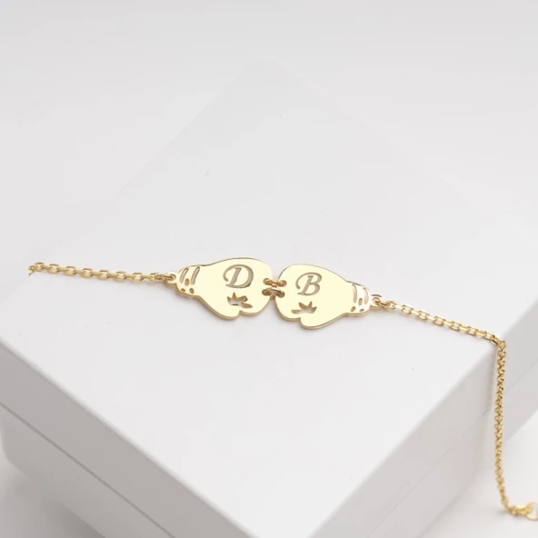 925 Ayar Gümüş Boks Eldiveni Harf Kolye Özel Tasarım - Resim 3