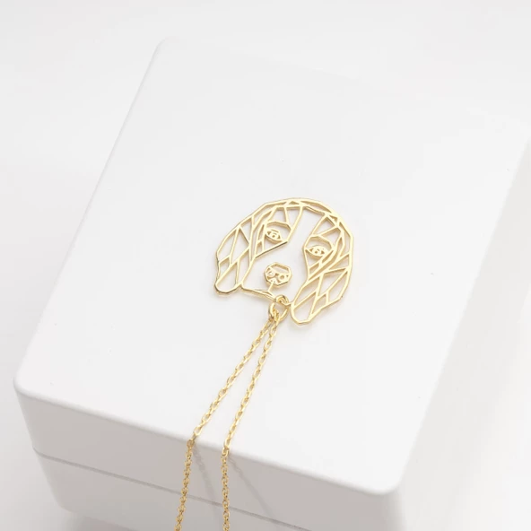 925 Ayar Gümüş Yaşlı Golden Köpek Kolye Özel Tasarım - Resim 2