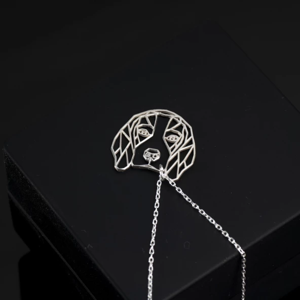 925 Ayar Gümüş Yaşlı Golden Köpek Kolye Özel Tasarım ürün görseli 1