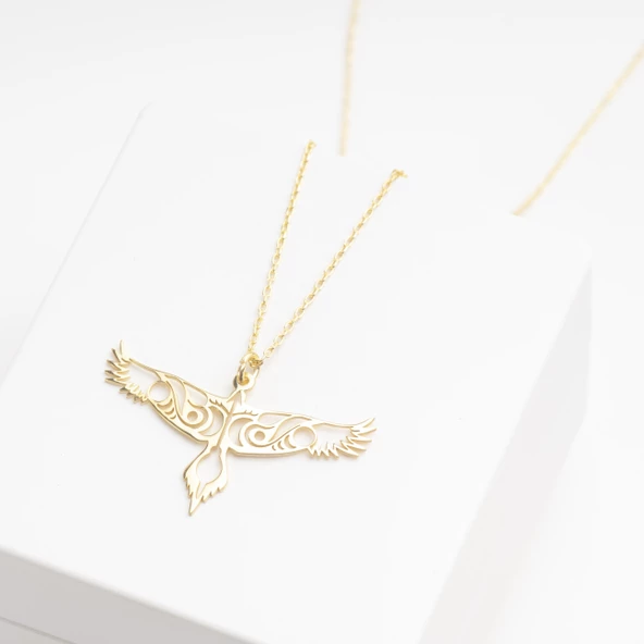 925 Ayar Gümüş Kuş Kolye Özel Tasarım - Resim 2