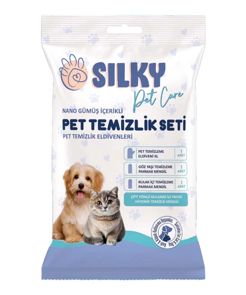 Silky - Kedi ve Köpekler için Kulak / Burun / Tüy temizleme mendili seti - 3lü