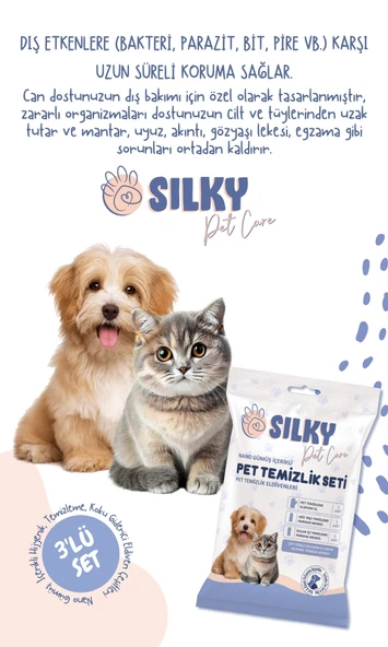 Silky - Kedi ve Köpekler için Kulak / Burun / Tüy temizleme mendili seti - 3lü - 3