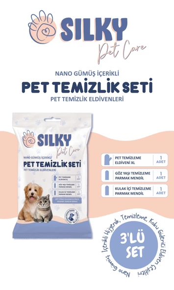 Silky - Kedi ve Köpekler için Kulak / Burun / Tüy temizleme mendili seti - 3lü - 2
