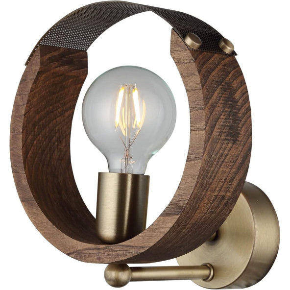 Lucea Manya Ahşapli Eskitme Aplik 1 X E27