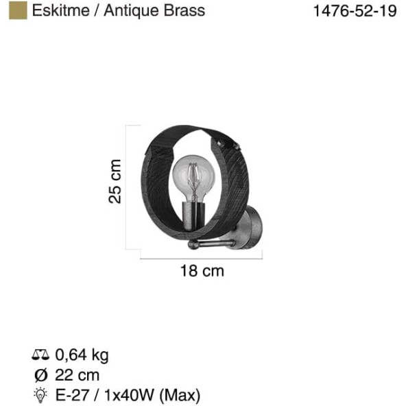 Lucea Manya Ahşapli Eskitme Aplik 1 X E27 - 5
