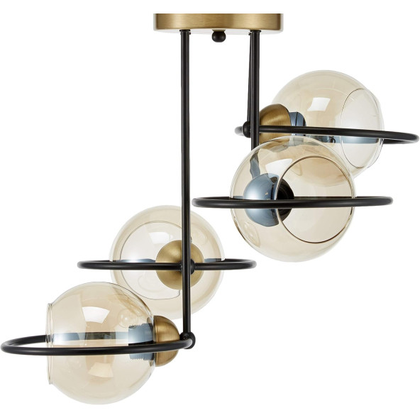 Lucea Ringo 4'lü Eskitme Siyah Plafonyer 4 x E27 - 2