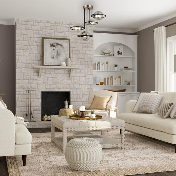 Lucea Ringo 4'lü Eskitme Siyah Plafonyer 4 x E27 - 3