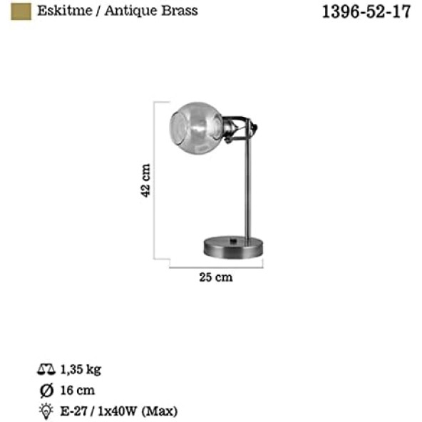 Lucea Ponte Masa Lambası Eskitme 1 x E27 - 5