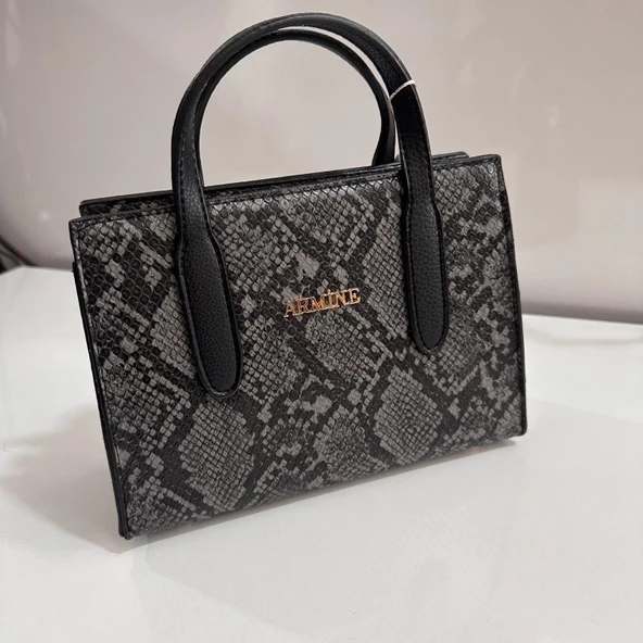 Armine Bayan Çanta Yılan Desen Gri AR36307 ürün görseli