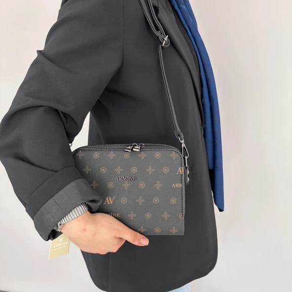 Armine Bayan Çanta Baskılı Siyah AR22801 - Resim 2