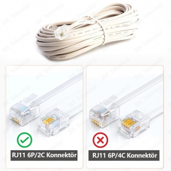 15M TELEFON HAT KABLOSU HAZIR RJ11 6P/2C 15 METRE - 3