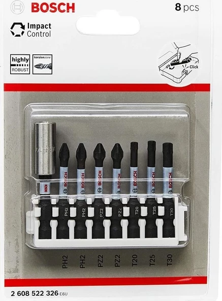 Bosch Impact Control Vidalama Bits Uç Seti 8 Parça 2608522326