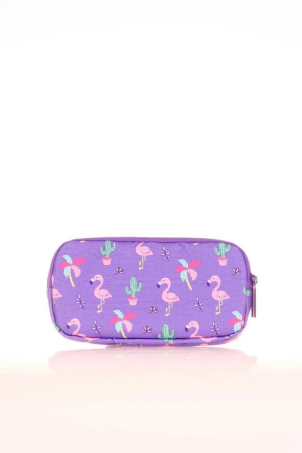 Kaukko Kids 3 Bölmeli Kalem Çantası Paterned Flamingo Lila L8148 - 3