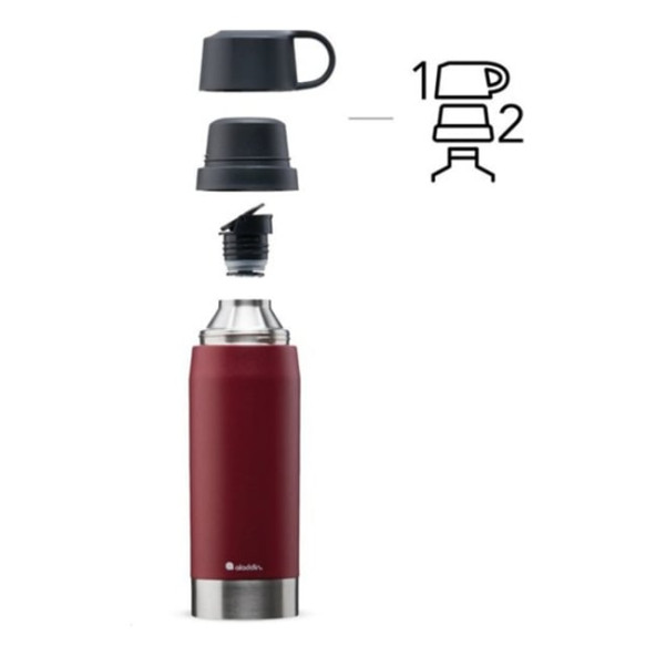 Aladdin Citypark Thermavac Çift Bardaklı Çelik Termos 1.1 Lt - Bordo - 3