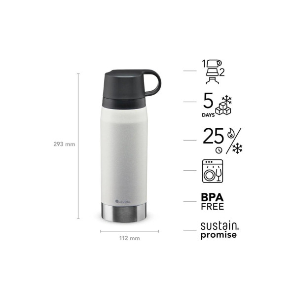 Aladdin Citypark Thermavac Çift Bardaklı Çelik Termos 1.1 Lt White - 2
