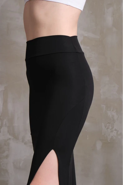 Kadın Ottoman Kumaş Yırtmaçlı Uzun Etek - 2